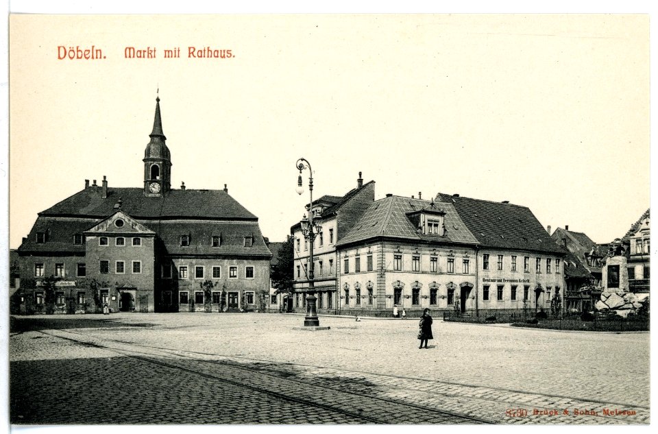 08730-Döbeln-1907-Markt mit Rathaus-Brück & Sohn Kunstverlag