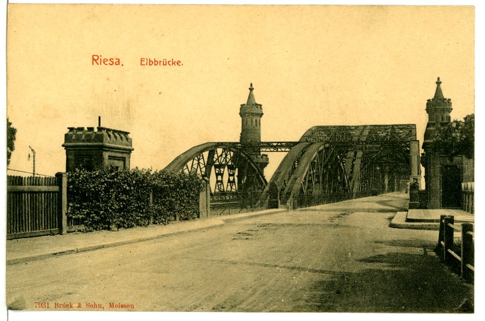 07931-Riesa-1906-Elbbrücke-Brück & Sohn Kunstverlag