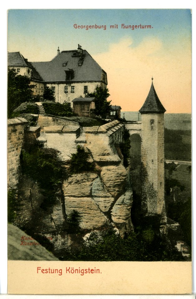 08582-Königstein-1907-Festung - Georgenburg mit Hungerturm-Brück & Sohn Kunstverlag