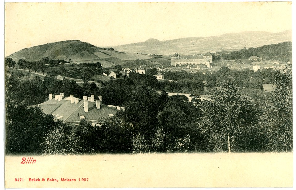 08471-Bilin-1907-Blick in den Ort-Brück & Sohn Kunstverlag