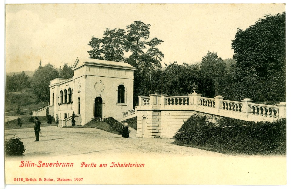 08478-Bilin-1907-Sauerbrunn - Inhalatorium mit Trinkhalle-Brück & Sohn Kunstverlag