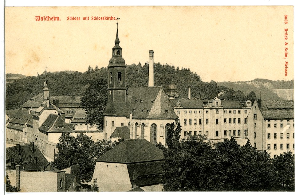 08688-Waldheim-1907-Schloß mit Schloßkirche-Brück & Sohn Kunstverlag