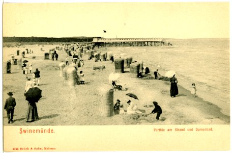 04245-Swinemünde-1903-am Strand und Damenbad-Brück & Sohn Kunstverlag