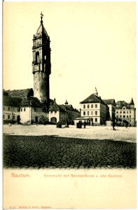 04127-Bautzen-1903-Kornmarkt mit Reichenturm und alte Kaserne-Brück & Sohn Kunstverlag
