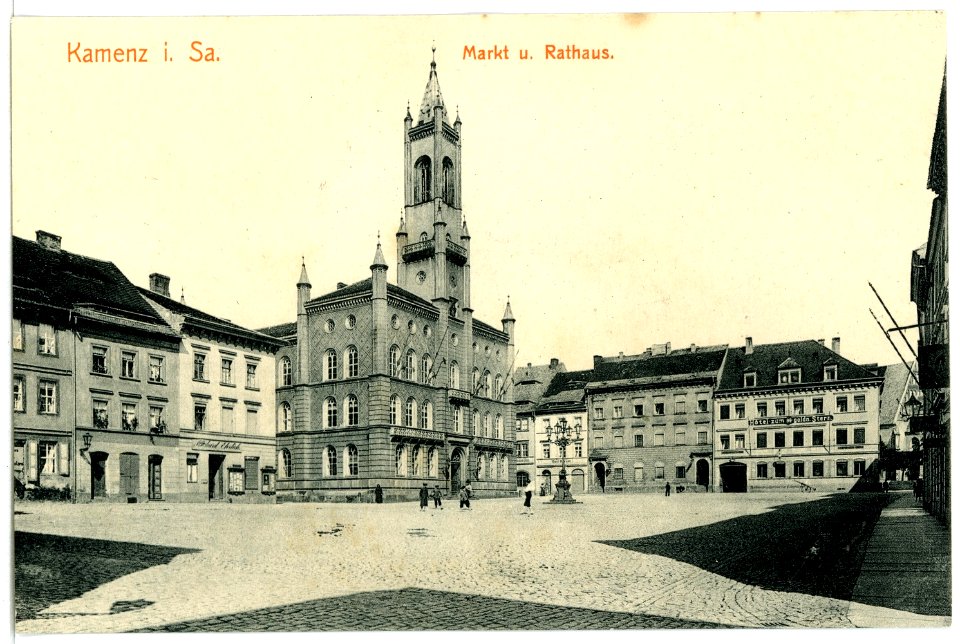 04117-Kamenz-1903-Markt mit Rathaus-Brück & Sohn Kunstverlag