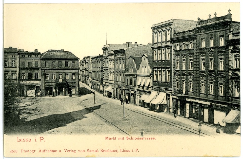 04593-Lissa-1903-Markt mit Schloßstraße-Brück & Sohn Kunstverlag