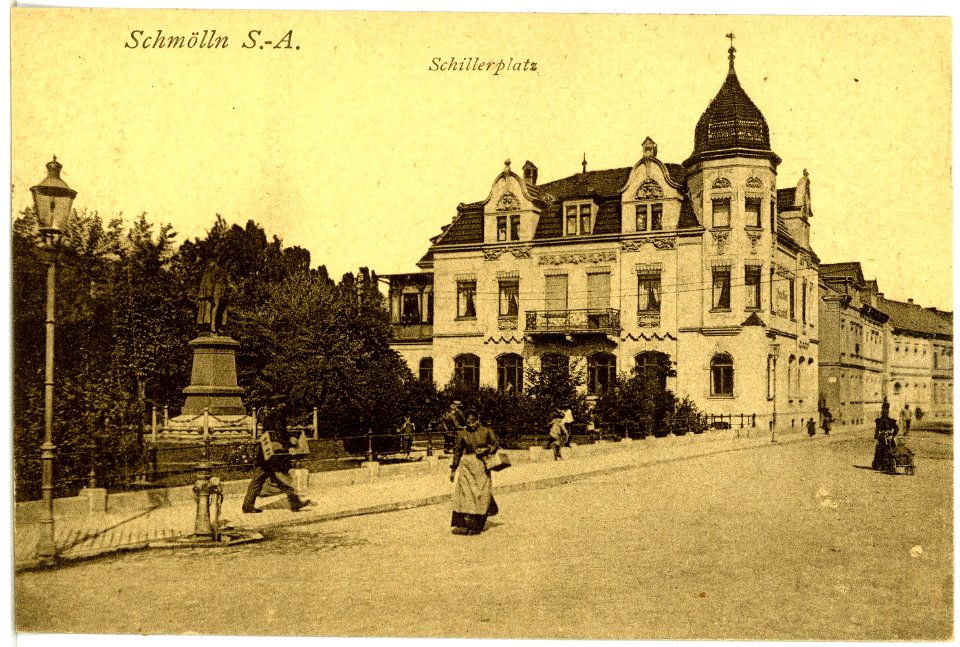 04293-Schmölln-1903-Schillerplatz mit Kaiser Wilhelm Denkmal-Brück & Sohn Kunstverlag