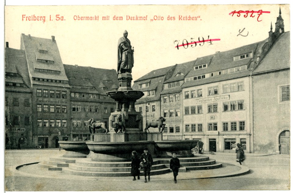 04619-Freiberg-1903-Obermarkt mit Denkmal "Otto des Reichen"-Brück & Sohn Kunstverlag