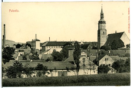 04594-Pulsnitz-1903-Blick nach der Kirche-Brück & Sohn Kunstverlag