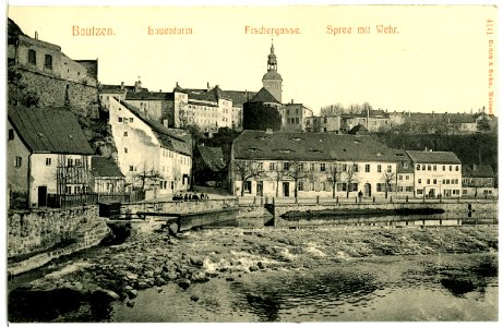 04141-Bautzen-1903-Spree mit Wehr, Lauerturm-Brück & Sohn Kunstverlag