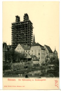 08625-Meißen-1907-Schloßberg mit Dombaugerüst-Brück & Sohn Kunstverlag