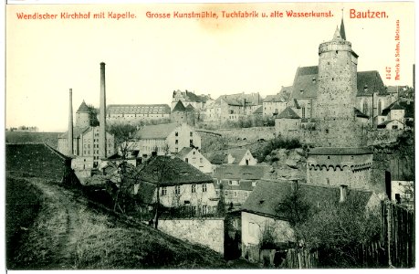 04147-Bautzen-1903-Wendischer Kirchhof, Kunstmühle, Tuchfabrik, alte Wasserkunst-Brück & Sohn Kunstverlag