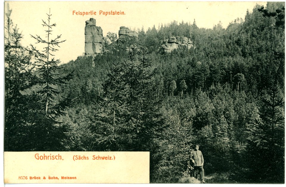 08576-Gohrisch-1907-Felspartie am Pabststein-Brück & Sohn Kunstverlag
