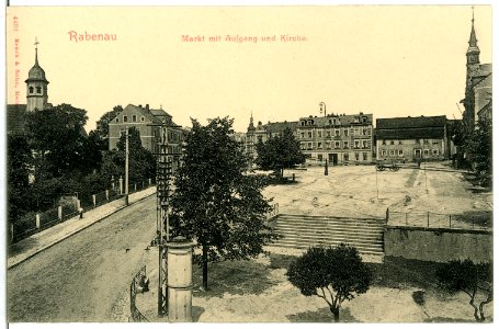 04492-Rabenau-1903-Markt mit Aufgang und Kirche-Brück & Sohn Kunstverlag