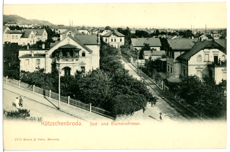 04845-Kötzschenbroda-1903-Süd - und Blumenstraße-Brück & Sohn Kunstverlag