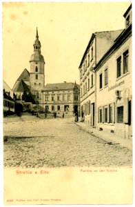 04383-Strehla-1903-an der Kirche-Brück & Sohn Kunstverlag