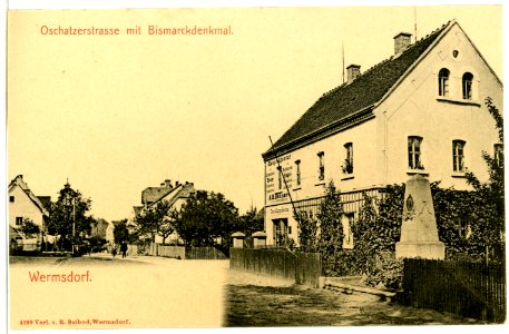04399-Wermsdorf-1903-Oschatzer Straße mit Bismarkdenkmal-Brück & Sohn Kunstverlag