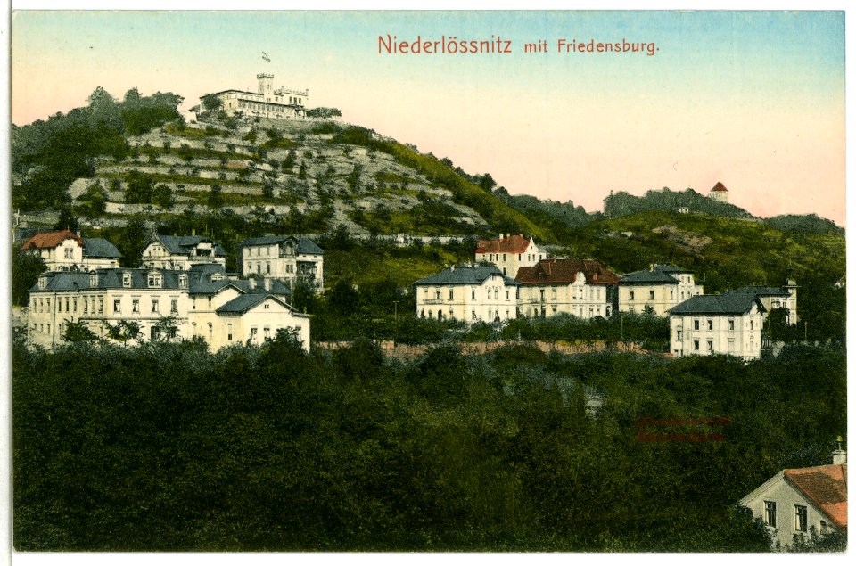 04407-Niederlößnitz-1903-Blick zur Friedensburg-Brück & Sohn Kunstverlag