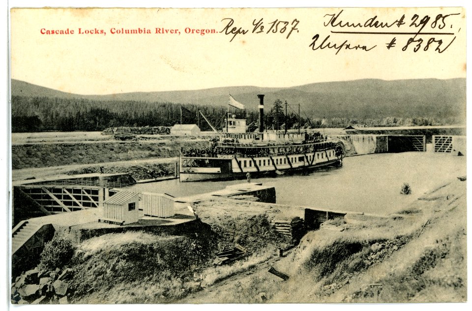 08382-Oregon-1906-Cascade Locks, Columbia River-Brück & Sohn Kunstverlag