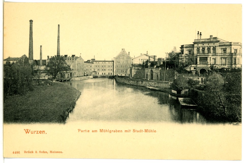 04486-Wurzen-1903-Mühlgraben mit Stadtmühle-Brück & Sohn Kunstverlag