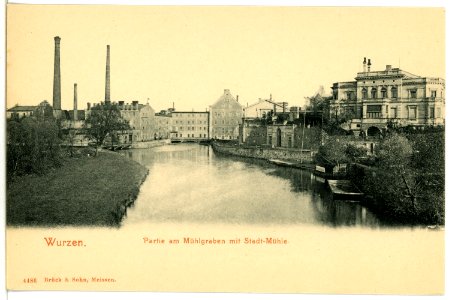 04486-Wurzen-1903-Mühlgraben mit Stadtmühle-Brück & Sohn Kunstverlag