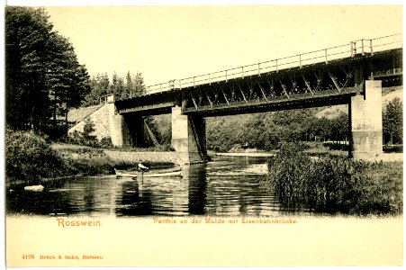 04198-Roßwein-1903-an der Mulde mit Eisenbahnbrücke-Brück & Sohn Kunstverlag