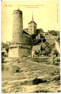 04140-Bautzen-1903-Alte Wasserkunst mit Spreewehr und Michaeliskirche-Brück & Sohn Kunstverlag