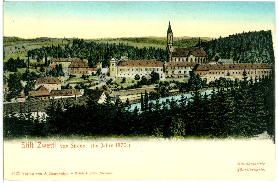 04123-Zwettl-1903-Stift Zwettl von Süden im Jahr 1870-Brück & Sohn Kunstverlag