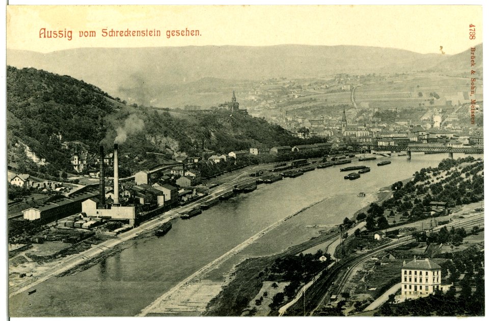 04738-Aussig-1903-Blick vom Schreckenstein-Brück & Sohn Kunstverlag