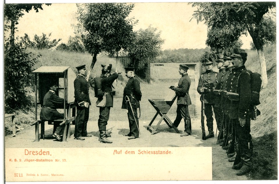 03711-Dresden-1903-2. Königlich Sächsisches Jäger-Batallion Nr. 13 - Auf dem Schießstand-Brück & Sohn Kunstverlag