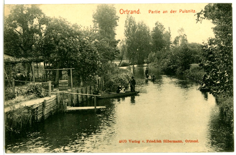 04870-Ortrand-1903-Boote auf der Pulsnitz-Brück & Sohn Kunstverlag