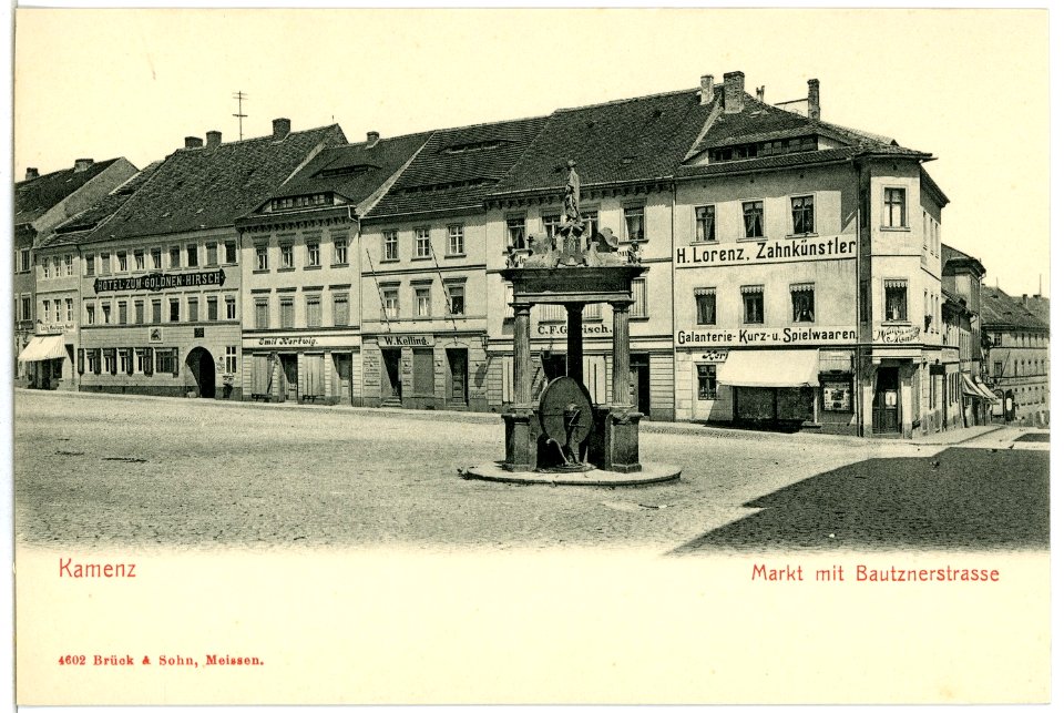 04602-Kamenz-1903-Markt mit Bautzner Straße-Brück & Sohn Kunstverlag