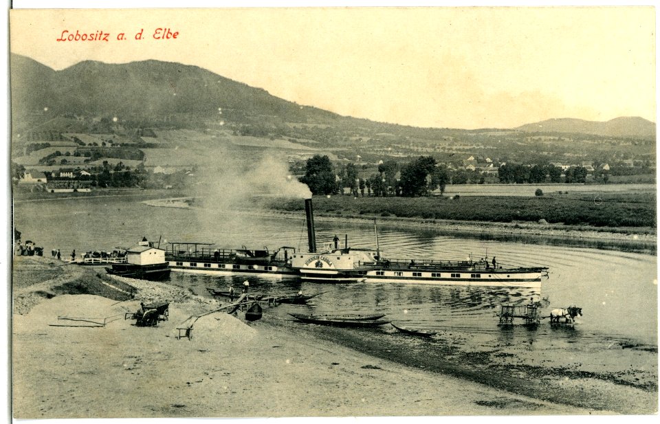 03429-Lobositz-1903-Elbansicht mit Dampfschiff Königin Carola-Brück & Sohn Kunstverlag