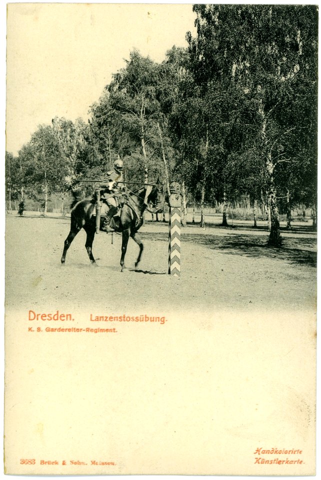 03683-Dresden-1903-Lanzenstoßübung, Gardereiter-Brück & Sohn Kunstverlag