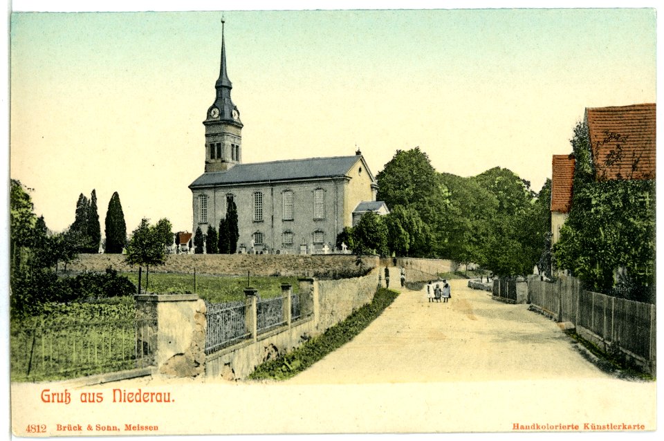 04812-Niederau-1903-Dorfstraße und Kirche-Brück & Sohn Kunstverlag