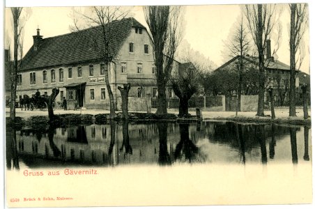 04569-Gävernitz-1903-Gasthof mit Teich und Pferdekutsche-Brück & Sohn Kunstverlag