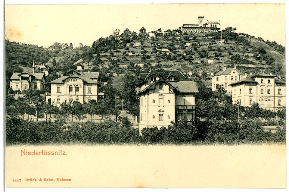 04847-Niederlößnitz-1903-Blick zur Friedensburg-Brück & Sohn Kunstverlag