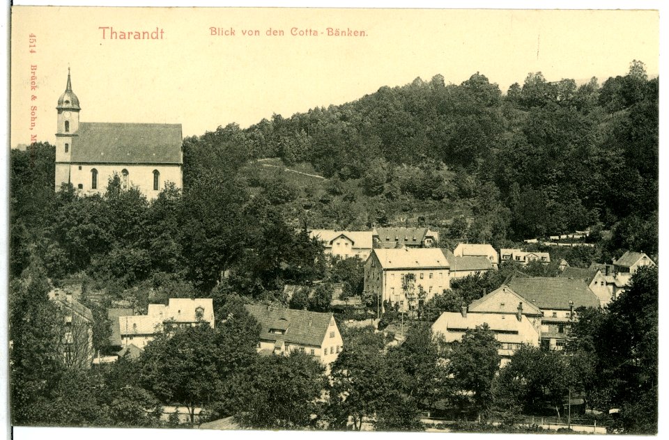 04514-Tharandt-1903-Blick von den Cotta-Bänken nach der Kirche-Brück & Sohn Kunstverlag