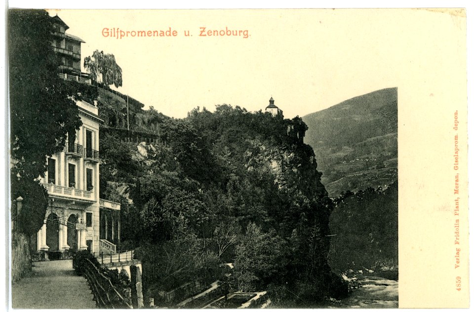 04859-Meran-1903-Gilfpromenade und Zenoburg-Brück & Sohn Kunstverlag