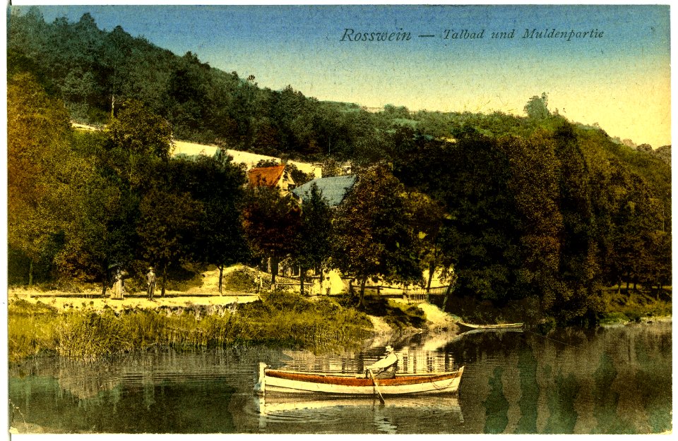 04200-Roßwein-1903-Talbad und Mulde Ruderkahn-Brück & Sohn Kunstverlag