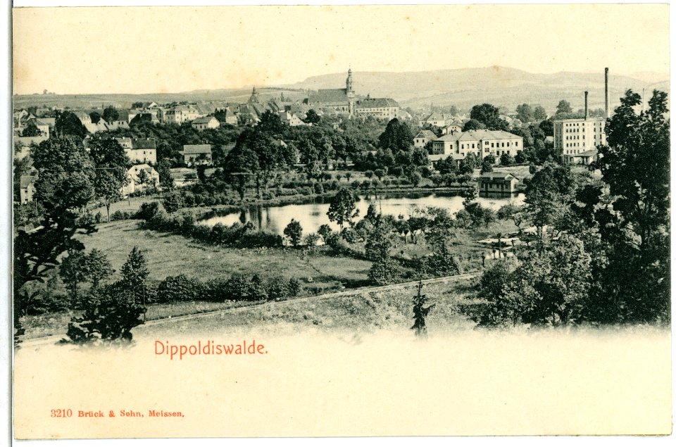 03210-Dippoldiswalde-1903-Blick über den Teich zur Stadt-Brück & Sohn Kunstverlag
