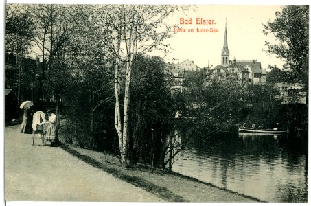 04679-Bad Elster-1903-Am Luisa-See mit Ruderkahn-Brück & Sohn Kunstverlag
