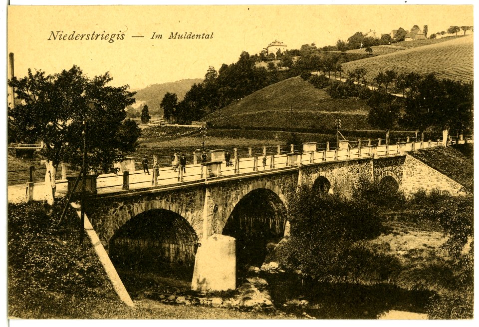 04424-Roßwein-1903-Niederstriegis, Muldental mit Brücke-Brück & Sohn Kunstverlag