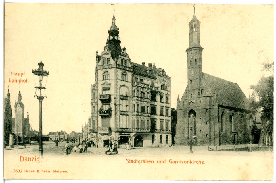 03603-Danzig-1903-Stadtgraben und Garnisonkirche-Brück & Sohn Kunstverlag