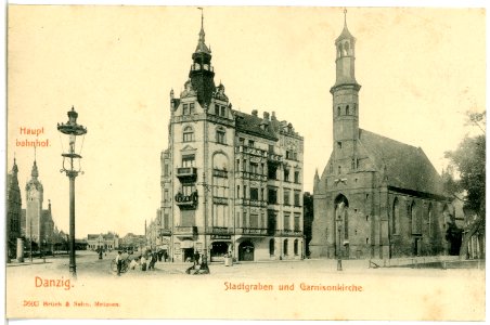 03603-Danzig-1903-Stadtgraben und Garnisonkirche-Brück & Sohn Kunstverlag