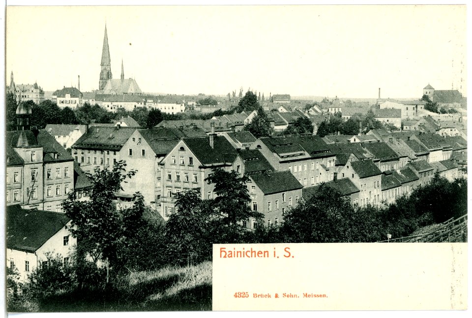 04325-Hainichen-1903-Blick zur Stadt und Kirche-Brück & Sohn Kunstverlag
