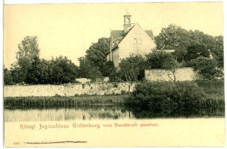 04502-Grillenburg-1903-Jagdschloß mit Teich vom Steinbruch gesehen-Brück & Sohn Kunstverlag