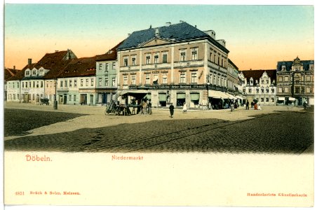 04851-Döbeln-1903-Niedermarkt mit Marktstand-Brück & Sohn Kunstverlag