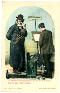 04632-Marienbad-1903-Kurgast mit Wage (5% verloren, der 1. Verlust macht a Freud)-Brück & Sohn Kunstverlag photo