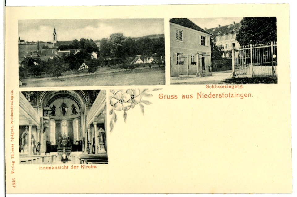 04836-Niederstotzingen-1903-Schloßeingang, Kirche Stadt-Brück & Sohn Kunstverlag